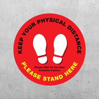 Stand Here Circle Floor Decal - 12" x 12"